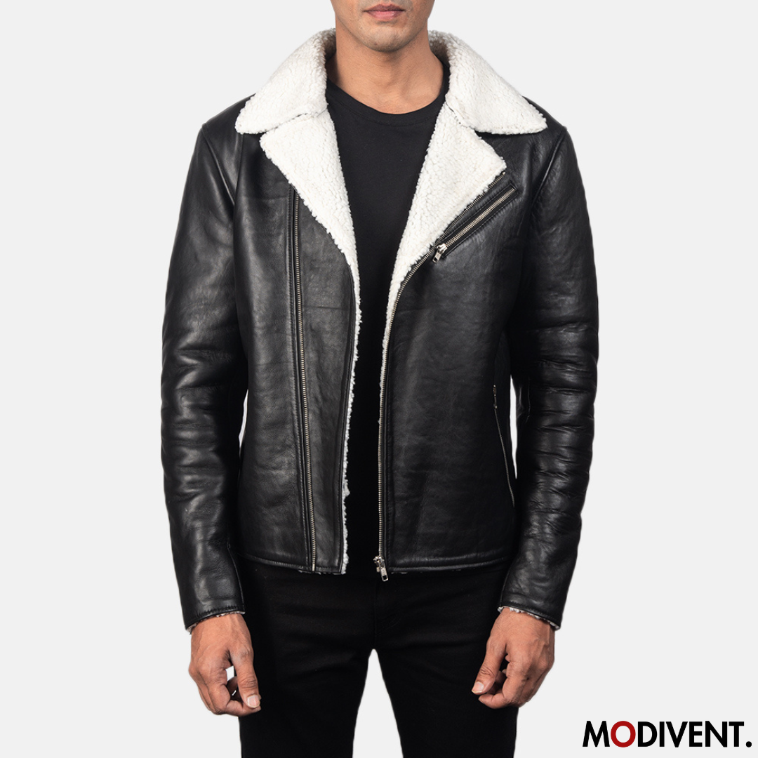 Modivent Shearling Black Leather Jacket