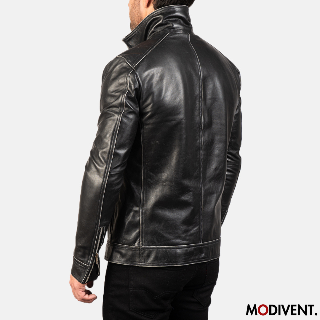 Modivent Hudson Black Leather Biker Jacket