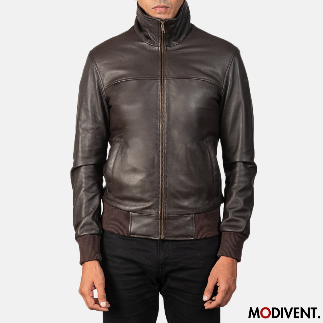 Modivent Air Rolf Brown Leather Bomber Jacket