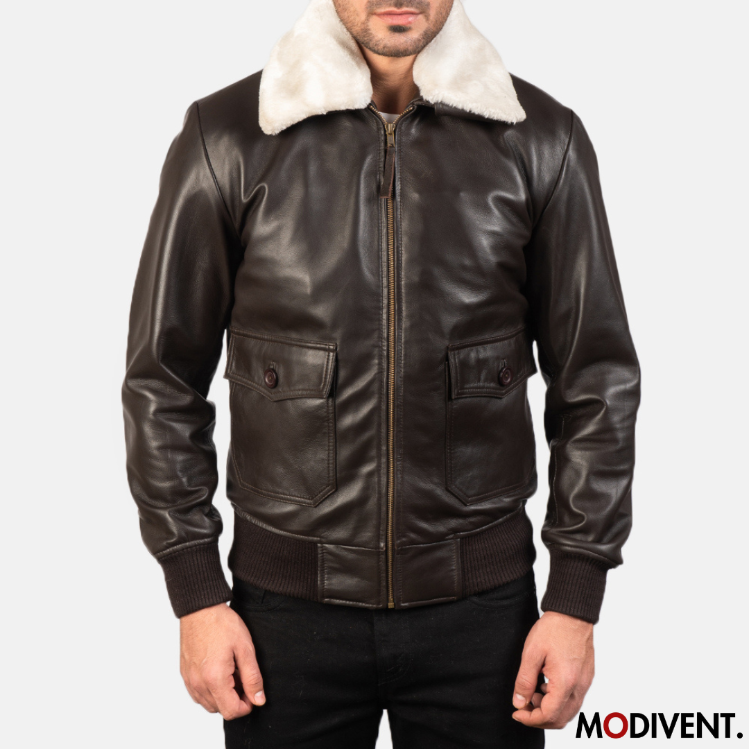 Modivent Airin G-1 Brown Leather Bomber Jacket