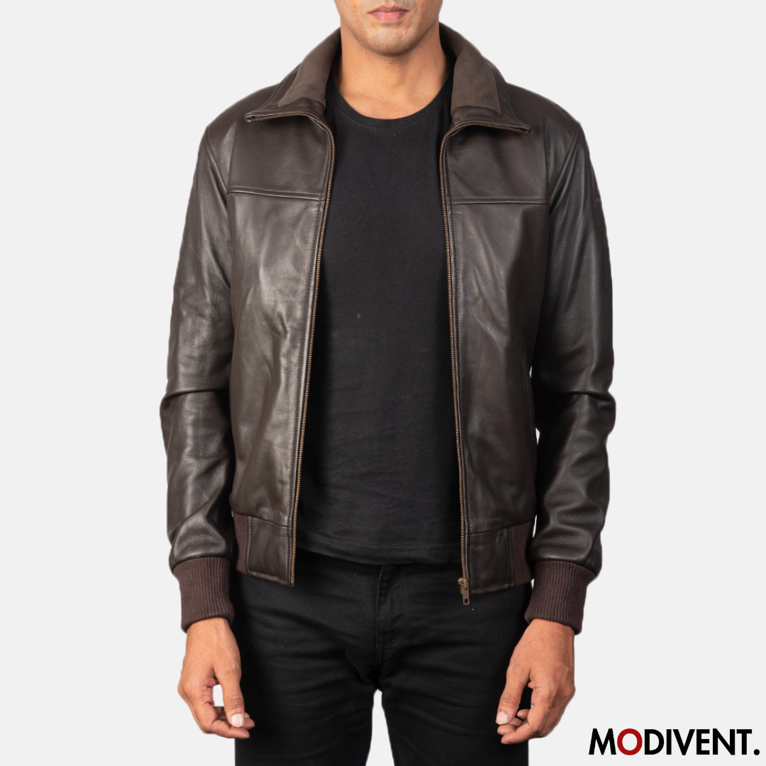 Modivent Air Rolf Brown Leather Bomber Jacket