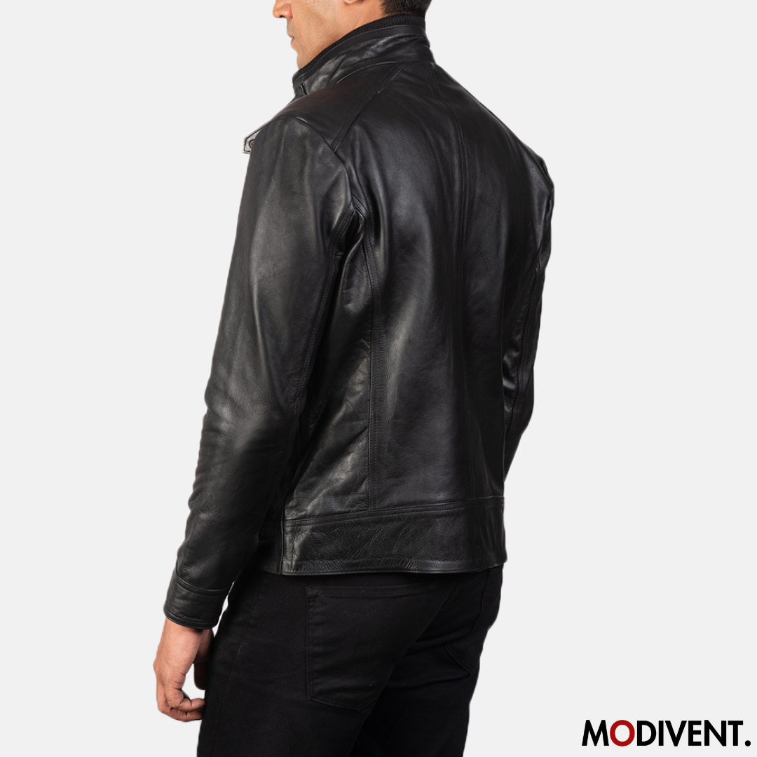 Modivent Darren Black Leather Biker Jacket