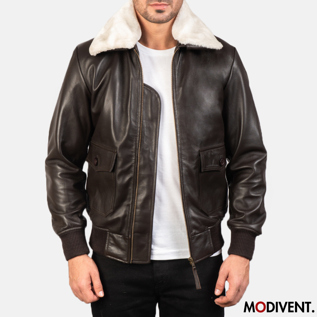 Modivent Airin G-1 Brown Leather Bomber Jacket