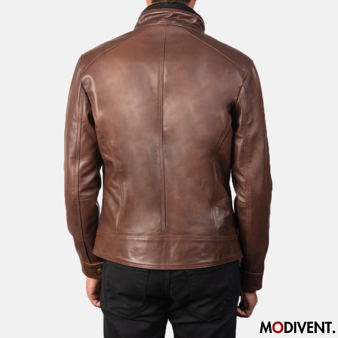 Modivent Darren Brown Leather Biker Jacket