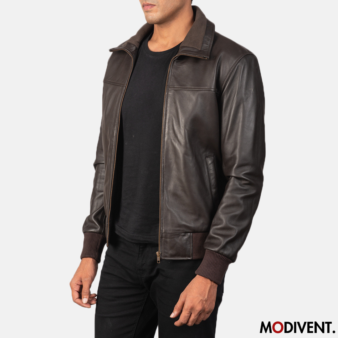 Modivent Air Rolf Brown Leather Bomber Jacket