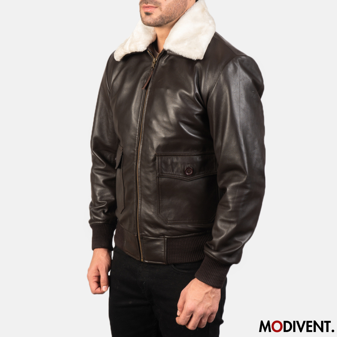 Modivent Airin G-1 Brown Leather Bomber Jacket